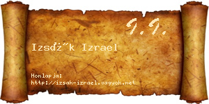 Izsák Izrael névjegykártya